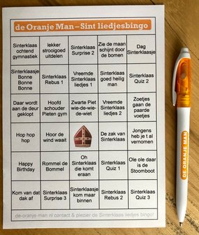 De Oranje Man - Sinterklaasliedjes BINGO