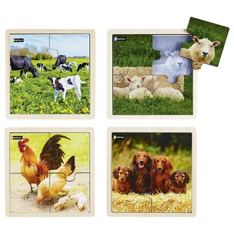 Puzzel - set van 4 - dieren