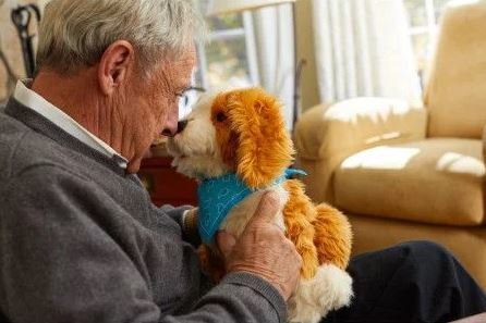 Knuffeldieren - Interactieve robot Hond - Gevlekt - Speciaal voor ouderen met dementie