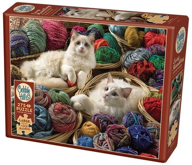 Puzzel - 275 XXL stukjes - Katten tussen bollen wol