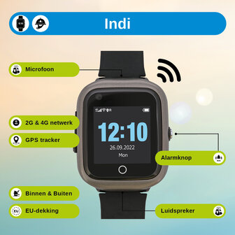 Wuzzi Alert Horloge Indi - mobiel gps alarm voor binnen en buiten