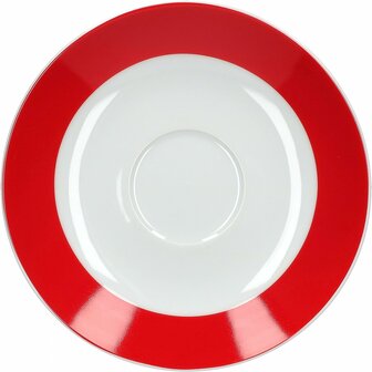 *Servies met rode rand - porselein - magnetron bestendig