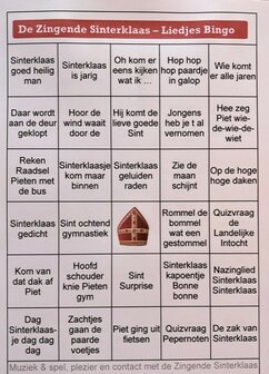 Sinterklaasliedjes BINGO