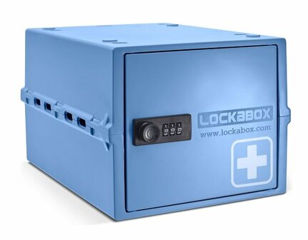 Medicijndoos - beveiligd met slot - koel bewaren - blauw
