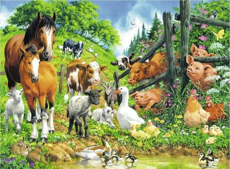 Puzzel - 100 XL stukjes - Dieren samenkomst