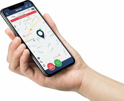 BBrain app interface waarmee mantelzorgers alarmmeldingen en locatie kunnen ontvangen