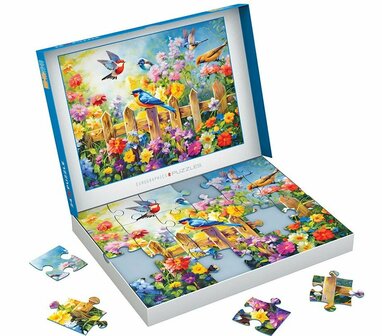Puzzel - 24 XXL Stukjes - Speelse tuinvogels dementievriendelijke legpuzzel