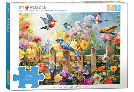 Puzzel - 24 XXL Stukjes - Speelse tuinvogels dementievriendelijke legpuzzel