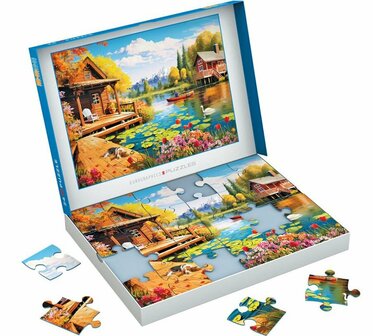 Puzzel - 24 XXL Stukjes - huisje aan het meer dementievriendelijke legpuzzel