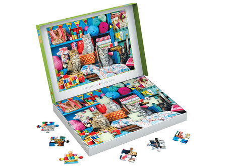 Puzzel - 48 XXL Stukjes -Naaikamer kittens dementievriendelijke legpuzzel 