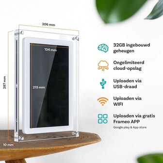 Digitale fotolijst met touchscreen en WiFi - Foto&rsquo;s &amp; video&rsquo;s delen op afstand