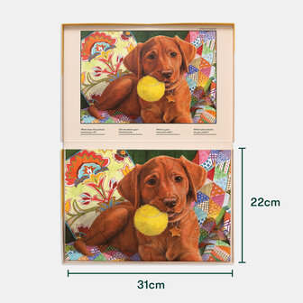 Dementievriendelijke puzzel met 13 XXL stukjes &ndash; afbeelding van spelende puppy met gele bal