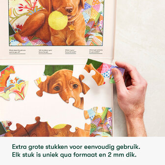 Dementievriendelijke puzzel met 13 XXL stukjes &ndash; afbeelding van spelende puppy Puzzelstukjes