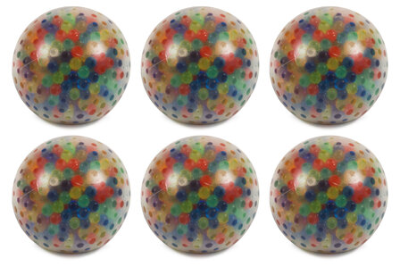 Set van 6 kleurrijke knijpballen met waterparels, ontspannend hulpmiddel voor mensen met dementie.