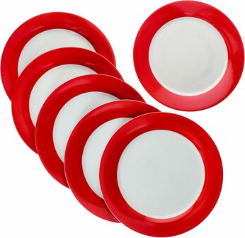 6x dinner borden &Oslash; 27 cm, spiegel &Oslash; 17,5 cm, hoogte 2,5 cm