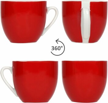 Servies met rode rand - porselein - Kopjes