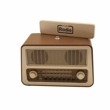 Radio - 1 bedieningsknop Retro met klep die bedieningsknoppen afdekt