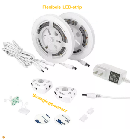 vloer, bed, verlichting, sensor, pakket