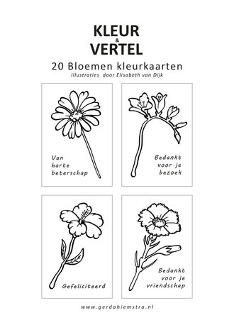 Bloem (wens) kleur kaarten - om zelf in te kleuren