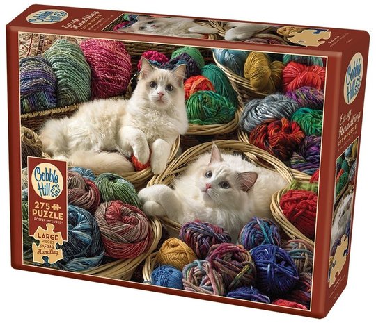 Puzzel - 275 XXL stukjes - Katten tussen bollen wol