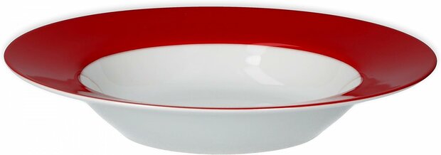 *Servies met rode rand - porselein - magnetron bestendig