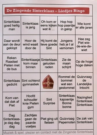 Sinterklaasliedjes BINGO