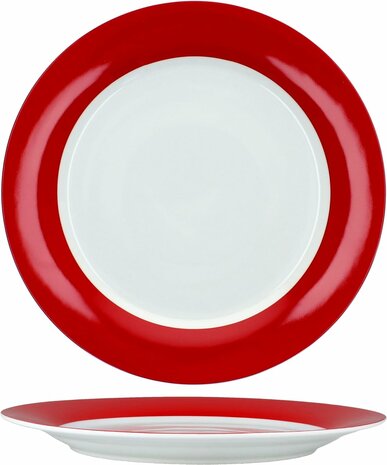 Servies met rode rand - porselein - diverse borden