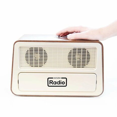 Retro radio met 1 bedieningsknop voor mensen met dementie vooraanzicht
