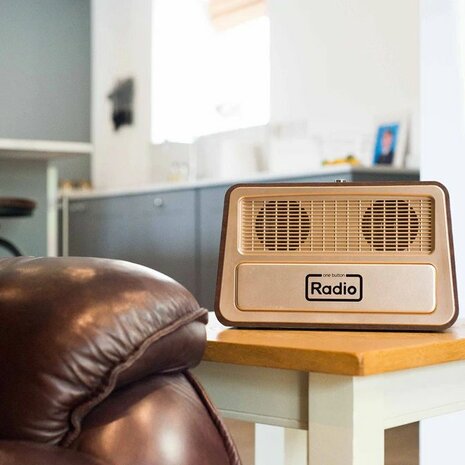 Retro radio met 1 bedieningsknop voor mensen met dementie compact