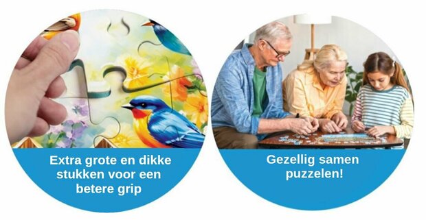 Puzzel - 24 XXL Stukjes - Speelse tuinvogels dementievriendelijke legpuzzel