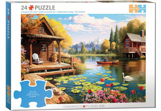 Puzzel - 24 XXL Stukjes - huisje aan het meer dementievriendelijke legpuzzel