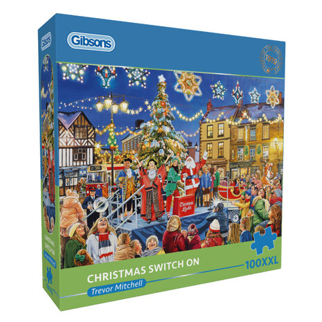 Puzzel - 100 XXL stukjes - Kerstverlichting aanzetten dementievriendelijke Puzzel