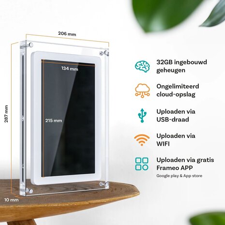 Digitale fotolijst met touchscreen en WiFi - Foto’s & video’s delen op afstand