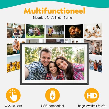 Digitale fotolijst met meerdere foto's in één frame, geschikt voor touchscreen en USB