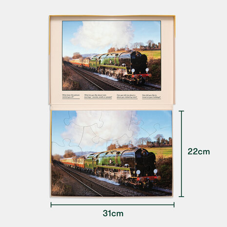 Afbeelding van de Relish Orient Express puzzel met afmetingen 31 x 22 cm — puzzel met grote stukken, ontworpen voor mens