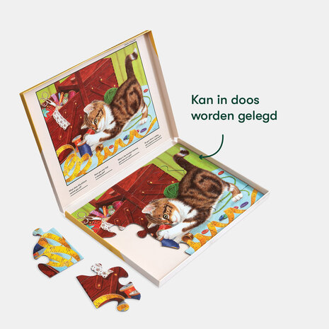 De puzzel Life of a Kitten met grote stukken in een open doos – geschikt voor mensen met dementie en eenvoudig te gebrui