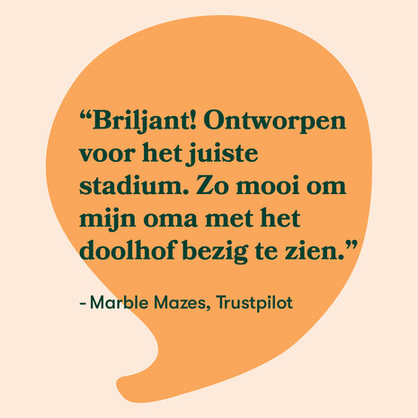 Gebruikersrecensie: &lsquo;Briljant! Ontworpen voor het juiste stadium van dementie. Zo mooi om mijn oma bezig te zien met het