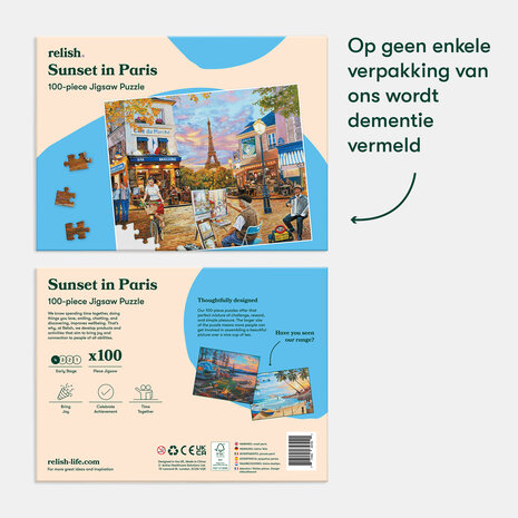 Puzzel - 100 XL stukjes - Zonsondergang in Parijs