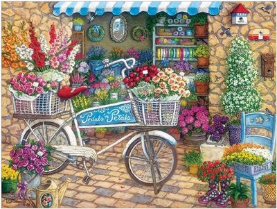 Puzzel - 275 XL stukjes - Bloem Boetiek met fiets