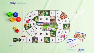 Doe-kleed Ganzenbord met spelpakket [110 x 190 cm]