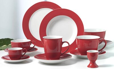 *Servies met rode rand - porselein