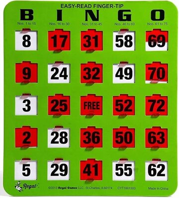 Bingo schuifplank 1-75 XL (set van 10 of 25 stuks)