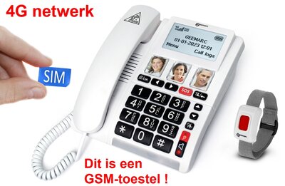 Seniorentelefoon met SOS-alarmzender | sim-kaart, wifi