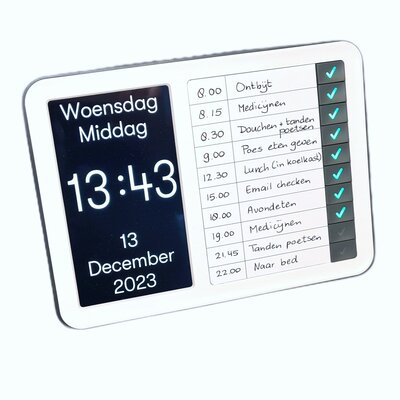 *Dementieklok met dagelijkse afvinklijst
