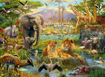 Puzzel - 200 XL stukjes - Dieren van de savanne