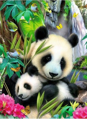 Puzzel - 300 XL stukjes - Panda met jong