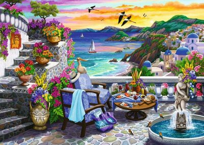 Puzzel - 300 XL stukjes - Zonsondergang in Santorini