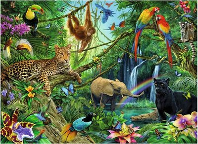 Puzzel - 200 XL stukjes - Dieren in de Jungle