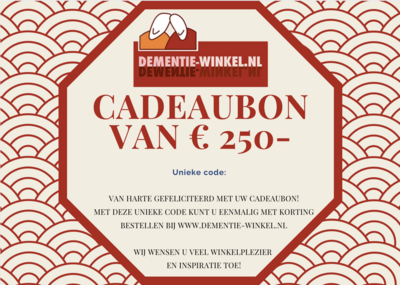 Cadeaubon € 250,- Een betekenisvol digitaal cadeau voor mensen met dementie of hun omgeving