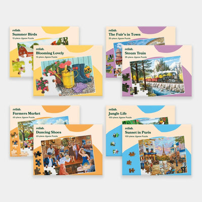 Mixed Puzzle Pack - 8 verschillende puzzles met 13, 35, 63 en 100 XXL stukjes voor zorginstellingen